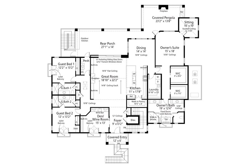 Dream House Plan - Floor Plan - Main Floor for Cottage House Plan #938-158 - 3 bed, 3.5 bath