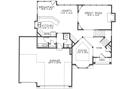 Floor Plan - Main Floor for European House Plan #6-215 - 4 bed, 3.5 bath
