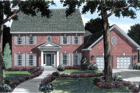 Exterior - Front Elevation for Colonial House Plan #312-593 - 4 bed, 2.5 bath
