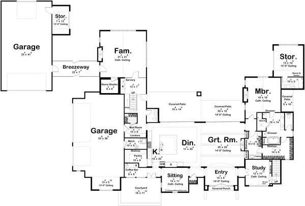 Dream House Plan - Floor Plan - Main Floor for Cottage House Plan #455-714 - 5 bed, 5 bath