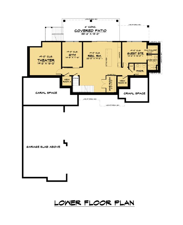 Architectural House Design - Contemporary Floor Plan - Lower Floor Plan #1066-186