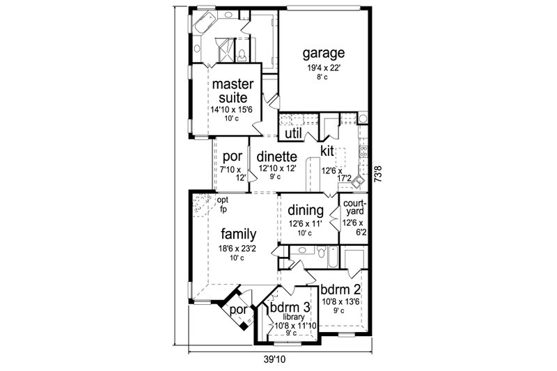 Home Plan - Floor Plan - Main Floor for Traditional House Plan #84-587 - 3 bed, 2 bath