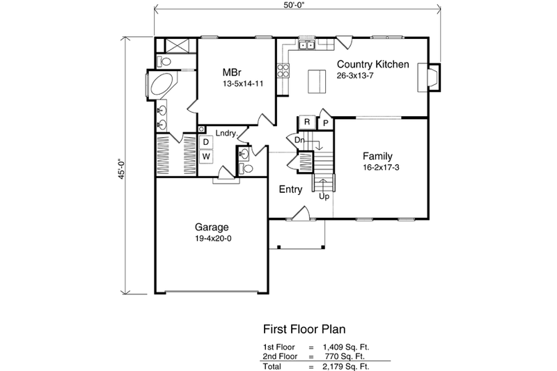 Dream House Plan - Floor Plan - Main Floor for Traditional House Plan #22-205 - 3 bed, 2.5 bath