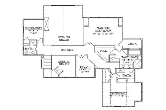 Floor Plan - Upper Floor for Bungalow House Plan #5-468 - 3 bed, 4.5 bath