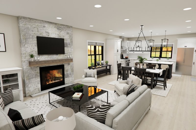 House Design - Interior - Family Room 1 for Farmhouse House Plan #51-1389 - 3 bed, 2.5 bath
