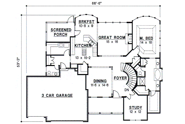 Mediterranean Style House Plan - 3 Beds 2.5 Baths 3064 Sq/Ft Plan #67 ...