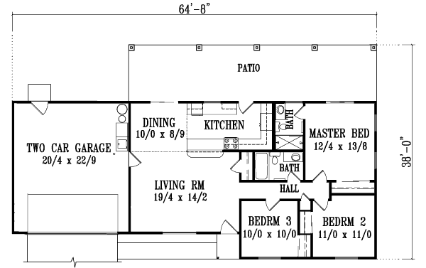 Home Plan - Adobe / Southwestern Floor Plan - Main Floor Plan #1-1054
