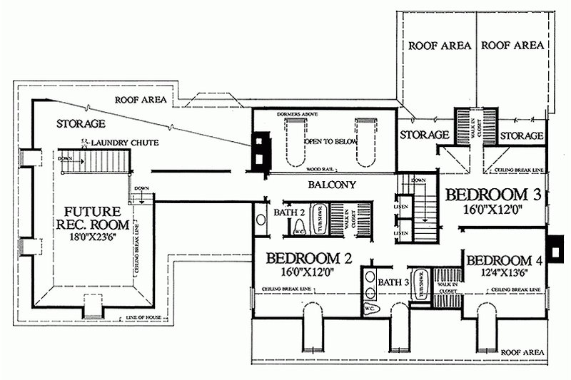 Dream House Plan - Floor Plan - Upper Floor for Country House Plan #137-151 - 4 bed, 3 bath