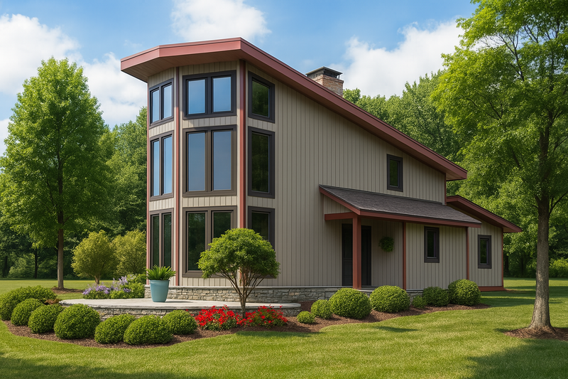 Contemporary Style House Plan - 2 Beds 2 Baths 1098 Sq/Ft Plan #923-6 Exterior