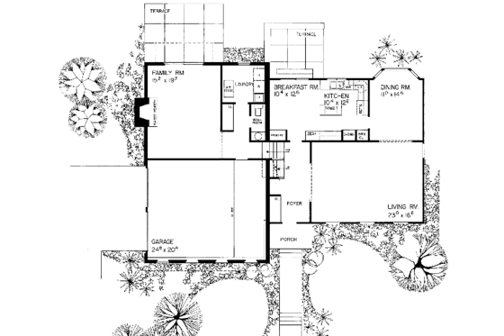Floor Plan - Main Floor for Colonial House Plan #72-301 - 4 bed, 2.5 bath