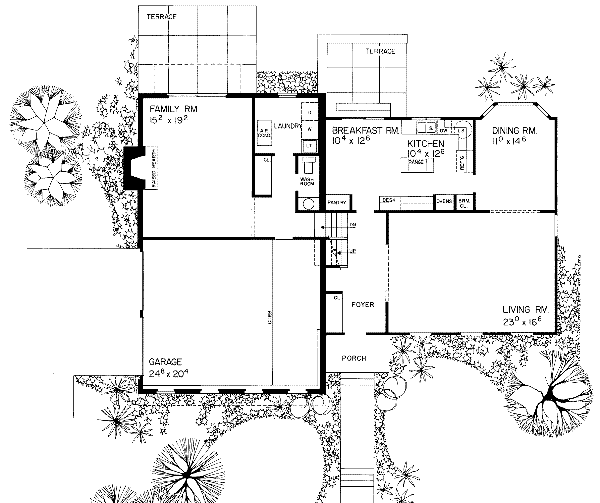 Architectural House Design - Colonial Floor Plan - Main Floor Plan #72-301