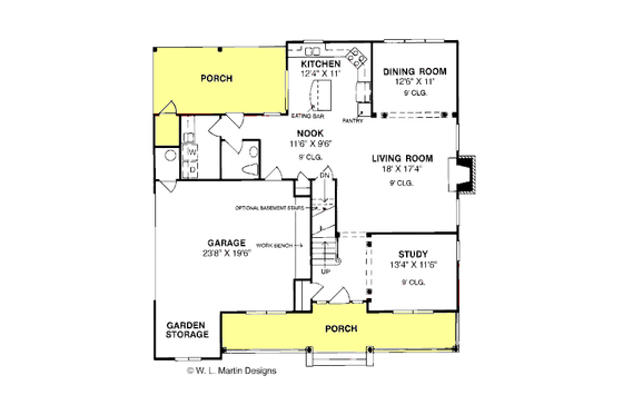 Floor Plan - Main Floor for Traditional House Plan #20-307 - 3 bed, 2.5 bath