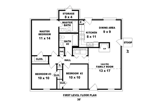 Floor Plan - Main Floor for Traditional House Plan #81-13855 - 3 bed, 2 bath