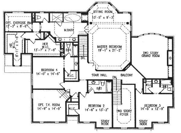 Colonial Floor Plan - Upper Floor Plan #54-147