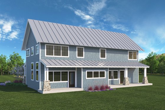 Exterior - Rear Elevation for Farmhouse House Plan #1068-3 - 3 bed, 2.5 bath