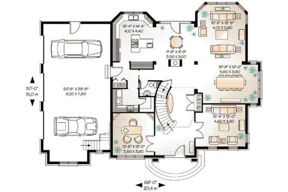 Floor Plan - Main Floor for European House Plan #23-412 - 4 bed, 3.5 bath