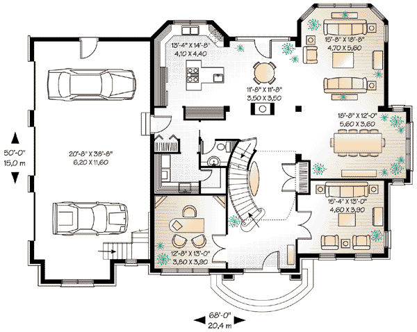Architectural House Design - European Floor Plan - Main Floor Plan #23-412