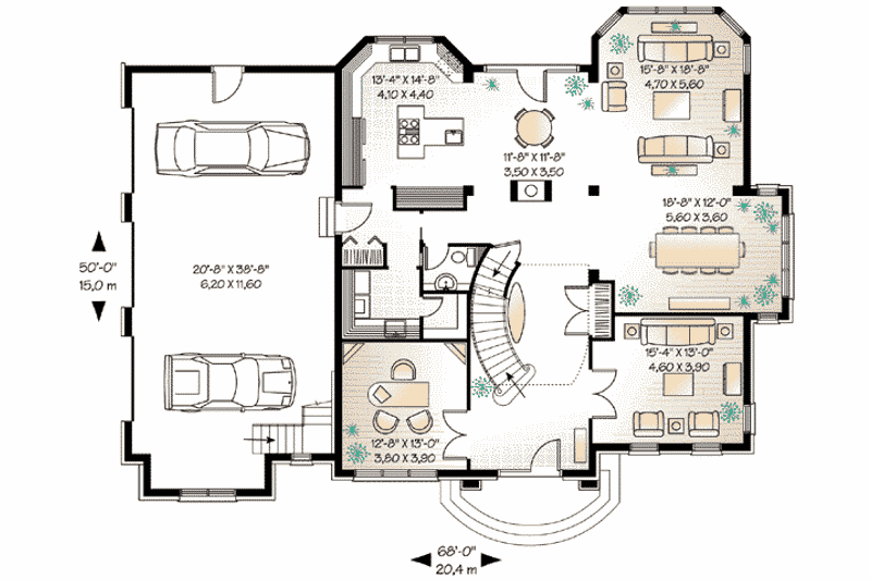Home Plan - Floor Plan - Main Floor for European House Plan #23-412 - 4 bed, 3.5 bath