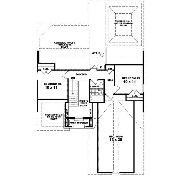 Traditional Floor Plan - Upper Floor Plan #81-526