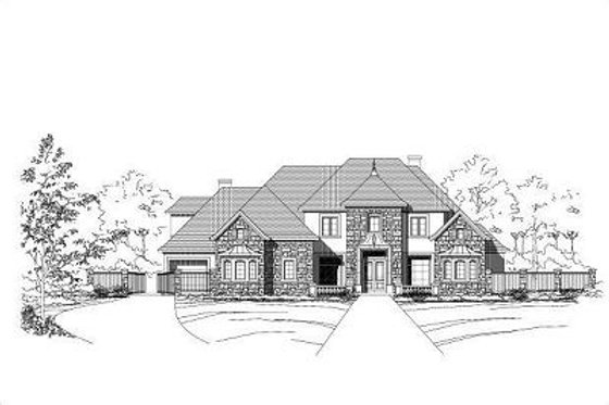 Exterior - Front Elevation for European House Plan #411-484 - 4 bed, 3.5 bath