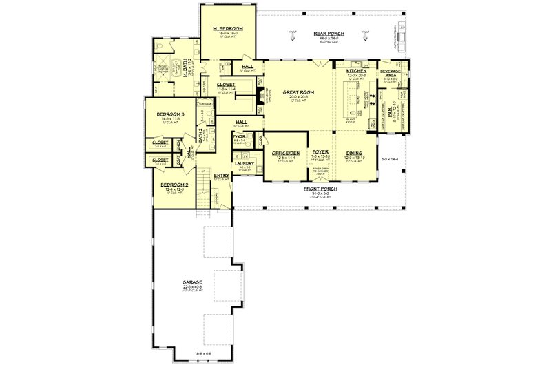 Home Plan - Floor Plan - Main Floor for Farmhouse House Plan #430-319 - 4 bed, 3.5 bath