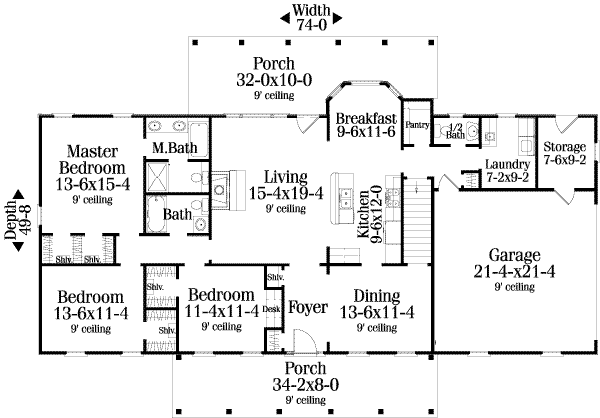 House Plan Design - Country Floor Plan - Main Floor Plan #406-134