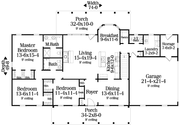 House Design - Country Floor Plan - Main Floor Plan #406-134