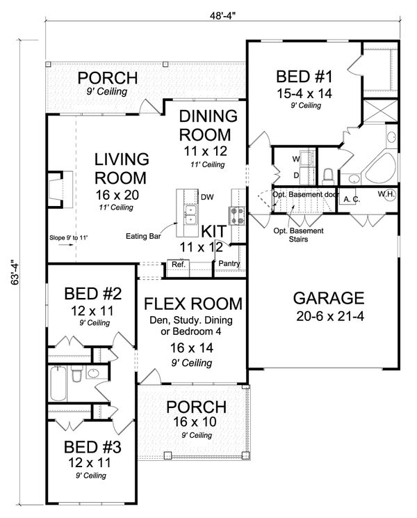 Architectural House Design - Traditional Floor Plan - Main Floor Plan #513-2080