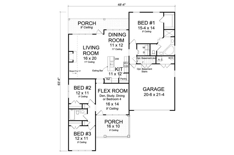 Home Plan - Floor Plan - Main Floor for Traditional House Plan #513-2080 - 3 bed, 2 bath