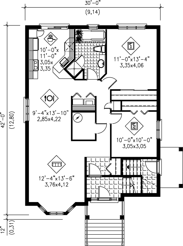 European Floor Plan - Main Floor Plan #25-308