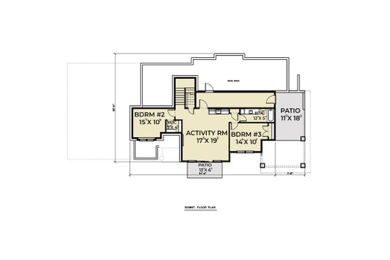 Floor Plan - Lower Floor for Contemporary House Plan #1070-71 - 3 bed, 3 bath