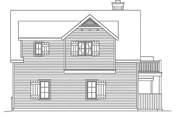 Exterior - Rear Elevation for Country House Plan #22-605 - 1 bed, 1 bath
