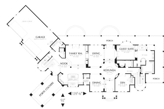 Floor Plan - Main Floor for Craftsman House Plan #48-616 - 4 bed, 4.5 bath