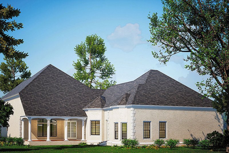 House Blueprint - Exterior - Rear Elevation for European House Plan #17-568 - 4 bed, 4 bath