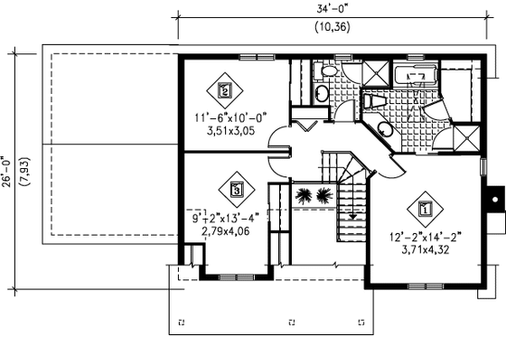 Floor Plan - Upper Floor for Victorian House Plan #25-280 - 3 bed, 2.5 bath
