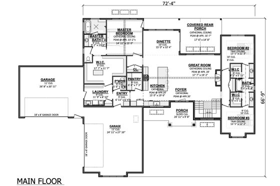 Floor Plan - Main Floor for Farmhouse House Plan #1089-73 - 3 bed, 2.5 bath