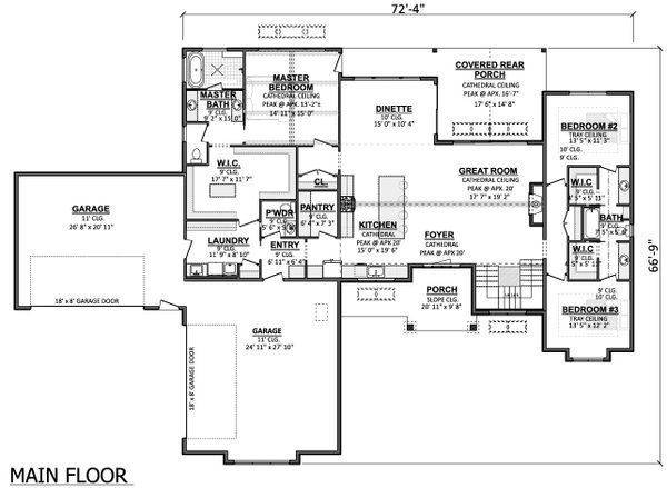 Floor Plan - Main Floor for Farmhouse House Plan #1089-73 - 3 bed, 2.5 bath
