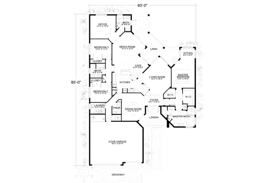 Floor Plan - Main Floor for Mediterranean House Plan #420-273 - 3 bed, 3.5 bath