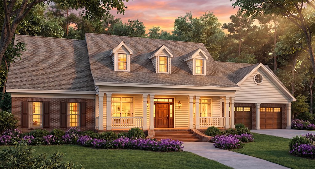 Exterior - Front Elevation 2 for Traditional House Plan #406-256 - 3 bed, 2.5 bath