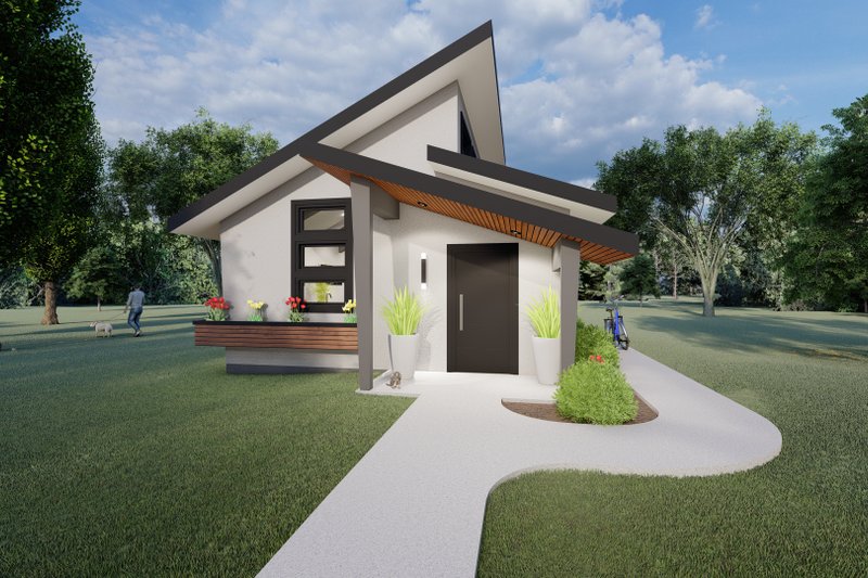 House Plan Design - Exterior - Front Elevation 2 for Contemporary House Plan #1122-2, 1 bath