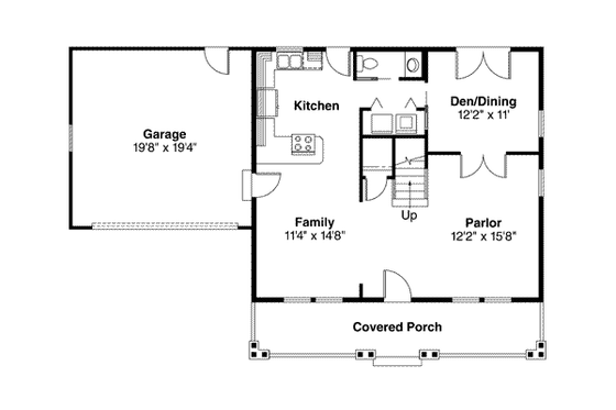 Floor Plan - Main Floor for Craftsman House Plan #124-386 - 3 bed, 2.5 bath