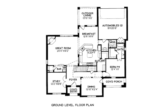 Floor Plan - Main Floor for European House Plan #141-306 - 4 bed, 3.5 bath