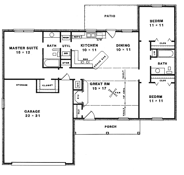 Architectural House Design - Ranch Floor Plan - Main Floor Plan #14-142