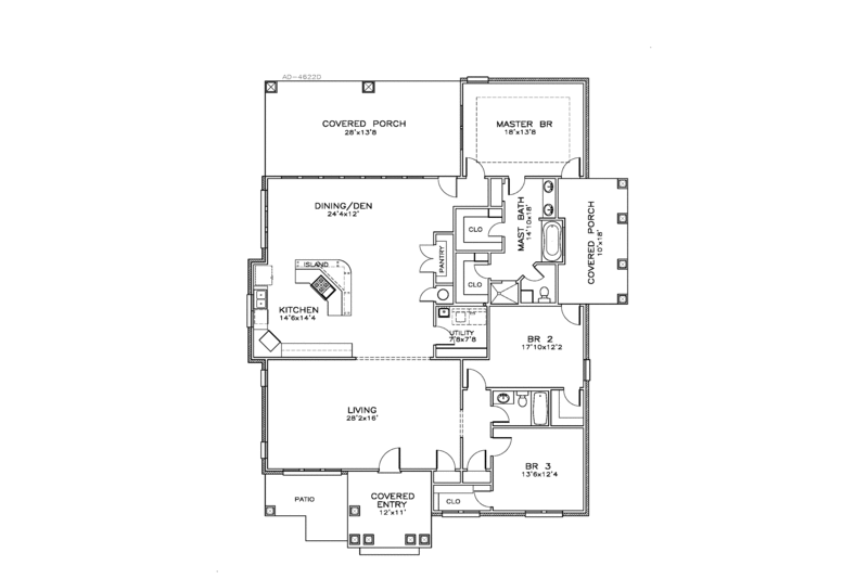 European Style House Plan - 3 Beds 2 Baths 2289 Sq/Ft Plan #8-245 ...