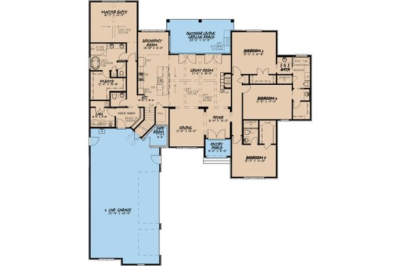 Floor Plan - Main Floor for European House Plan #923-16 - 4 bed, 4 bath