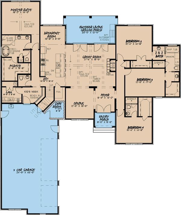 House Blueprint - European Floor Plan - Main Floor Plan #923-16