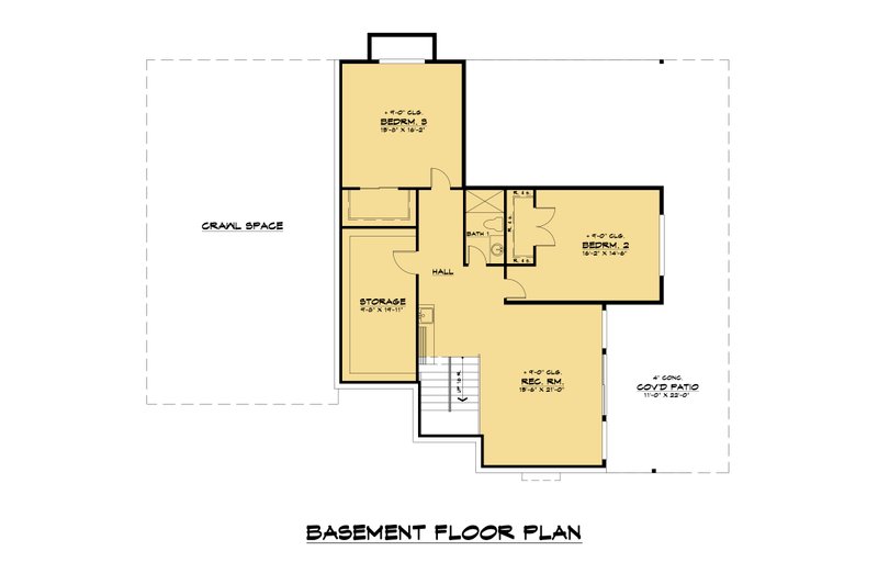 Architectural House Design - Floor Plan - Lower Floor for Contemporary House Plan #1066-123 - 3 bed, 3.5 bath