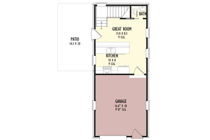 Floor Plan - Main Floor for Contemporary House Plan #1092-10 - 2 bed, 1.5 bath