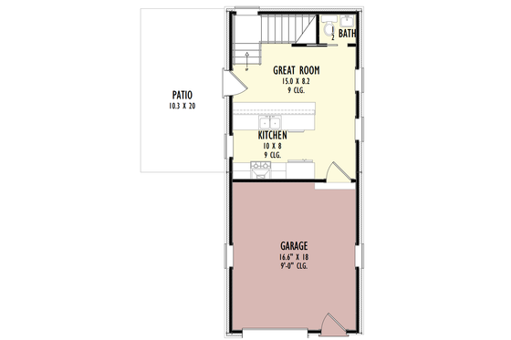 Floor Plan - Main Floor for Contemporary House Plan #1092-10 - 2 bed, 1.5 bath