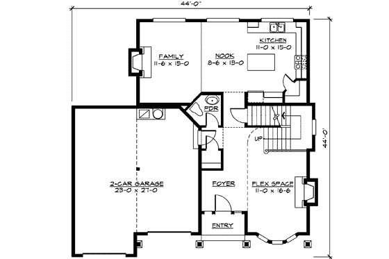 Floor Plan - Main Floor for Traditional House Plan #132-105 - 2 bed, 2.5 bath